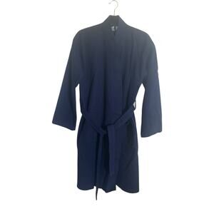 Chakir Linen Waffle Bathrobe Spa Luxury Turkish Tie Navy Small Medium #5814